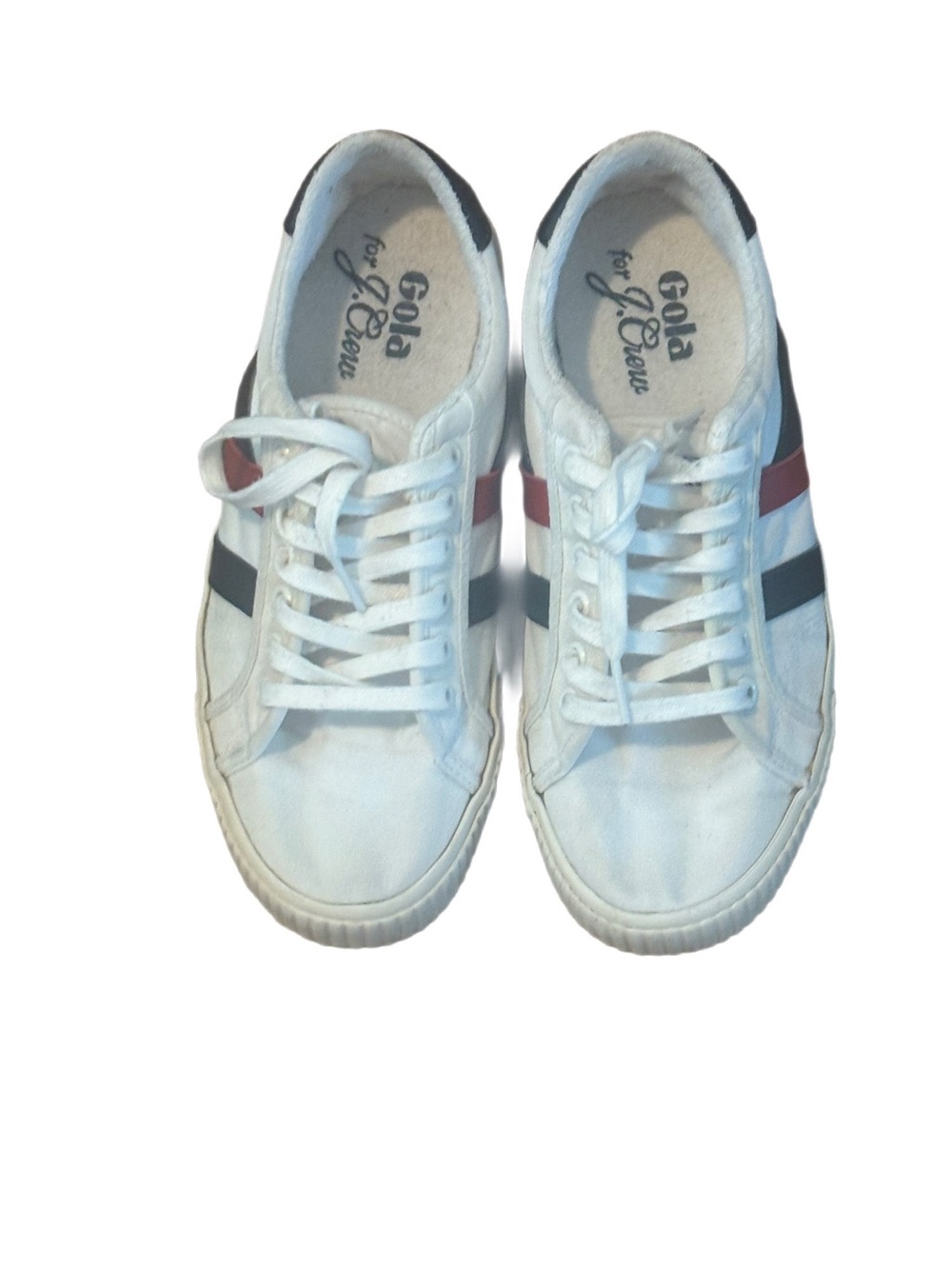Gola x J.Crew Mark Cox Tennis Sneakers White Navy Red Striped Women's Size 8